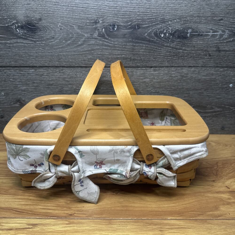 Longaberger Road Trip Gathering Basket Picnic Caddy Lid Liner Insert USA 14x10”